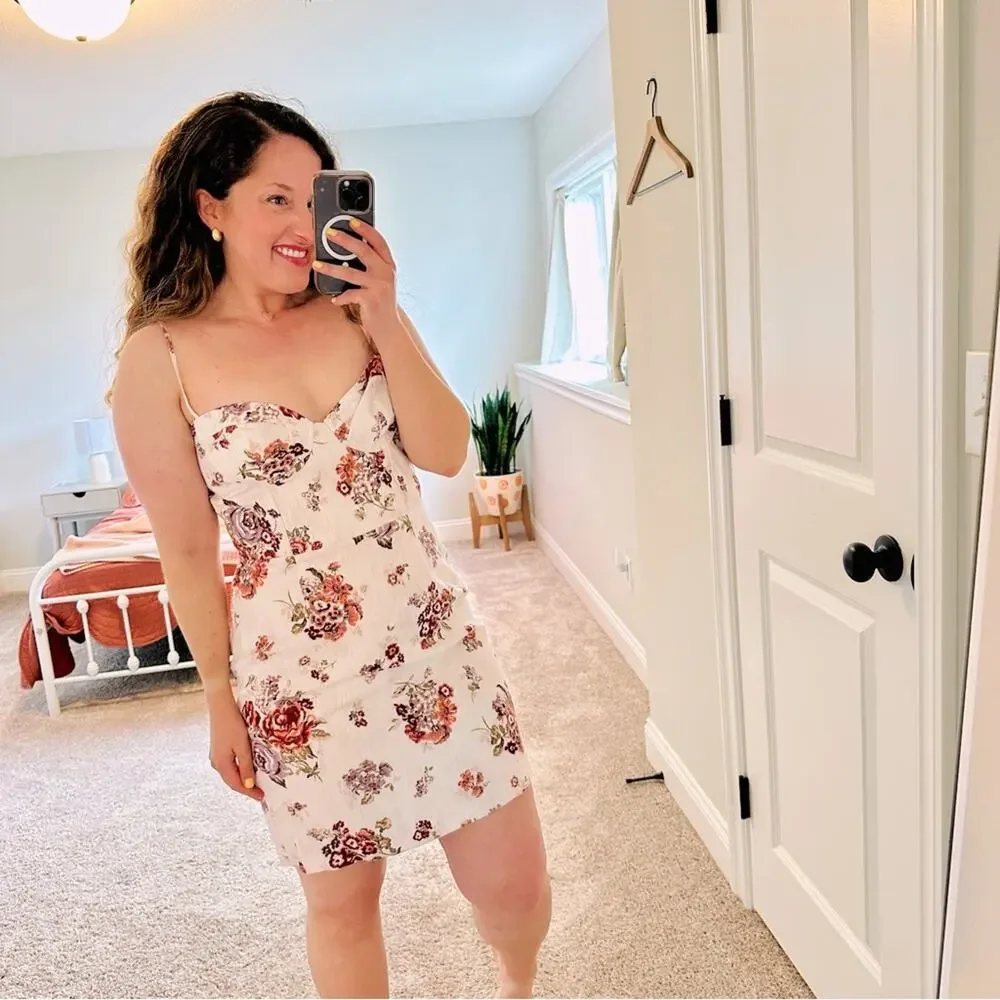 Brock Collection x H&M White Floral Bustier Mini Dress Medium